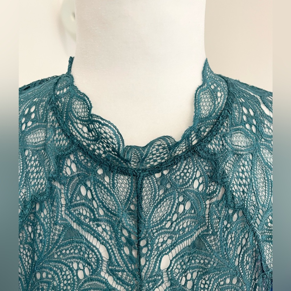 Intimately Free People Marsha Green Floral Lace Slip Dress – Feminine & Flowy! - Picture 7 of 12